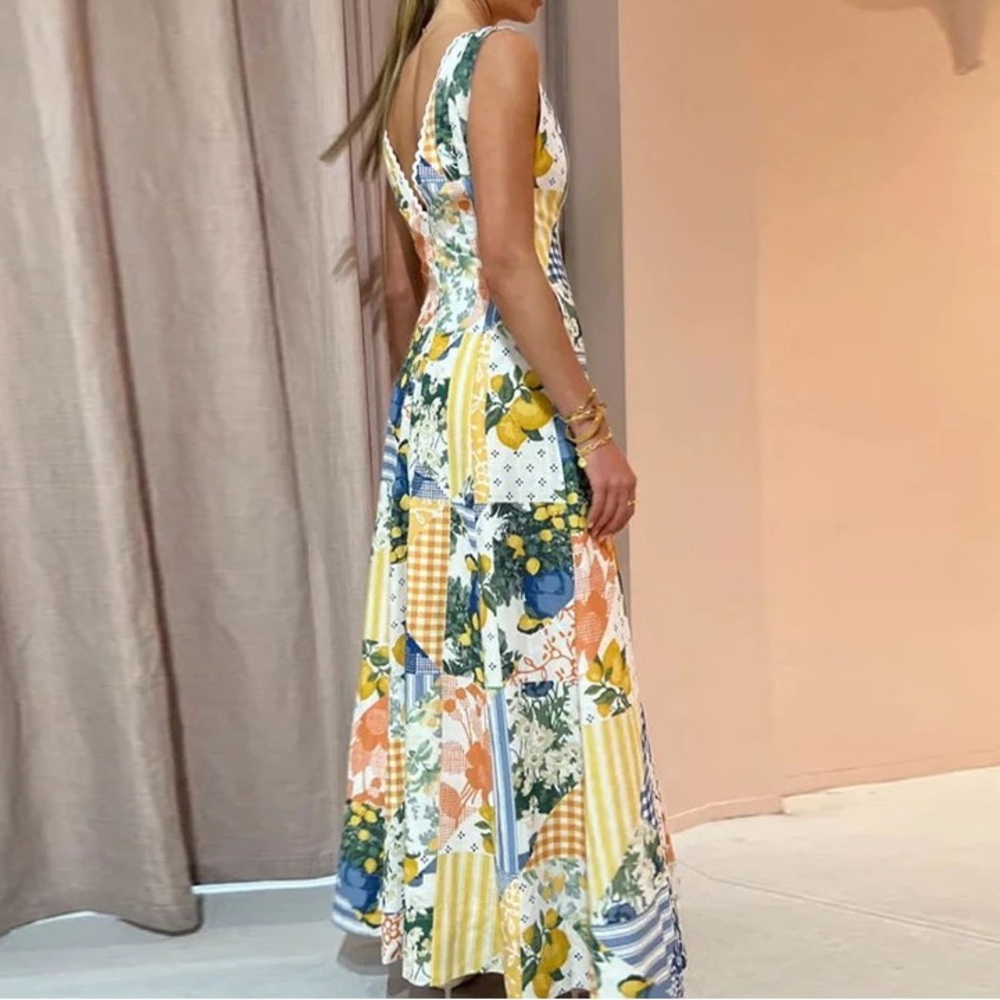 Amalfi Limicello Maxi Dress In All Over Print, A Line Maxi Dress - Picture 5 of 13